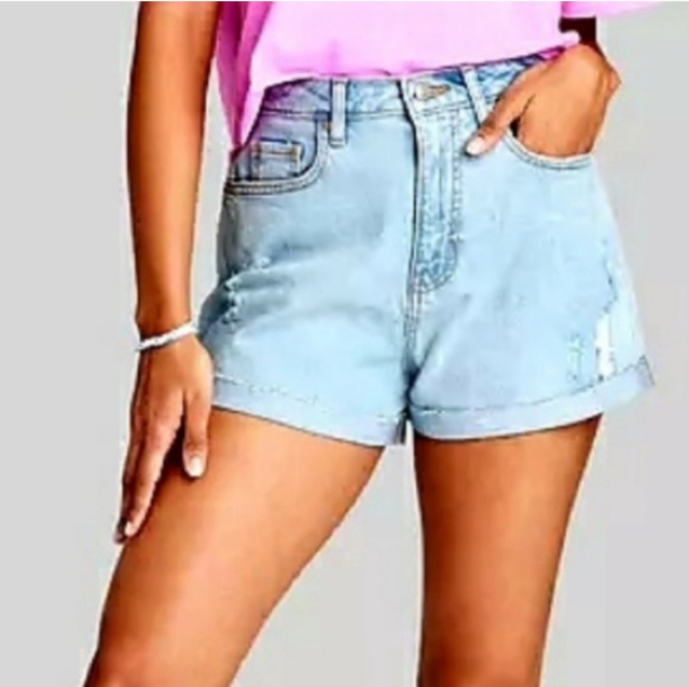 NWT Wild Fable Super High-Rise Curvy Rolled Cuff Denim Jean Shorts Size 4 Womens